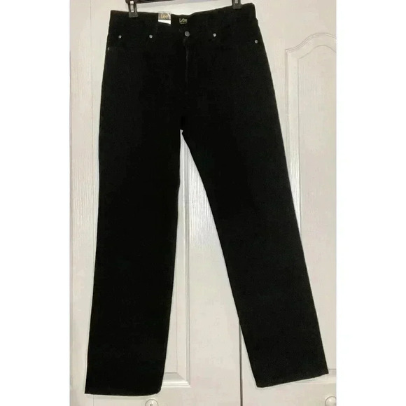 Lee Men's Relaxed Fit Straight Leg Jeans 100% Cotton‎ 35W x 34L Double Black - Picture 1 of 4